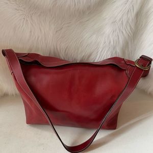 Latico genuine leather red adjustable shoulder strap bag hidden top zipper